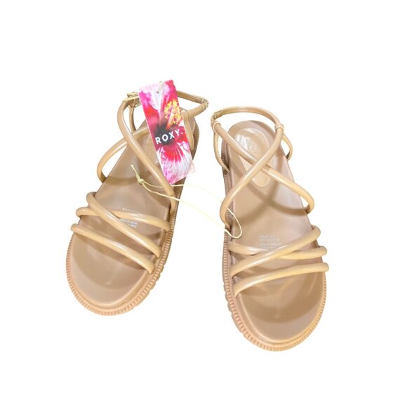 Roxy Tan Strappy Sandals Size 7 Nude Tan Comfy Boho Minimalist Cute Neutral Y2K - Picture 1 of 6